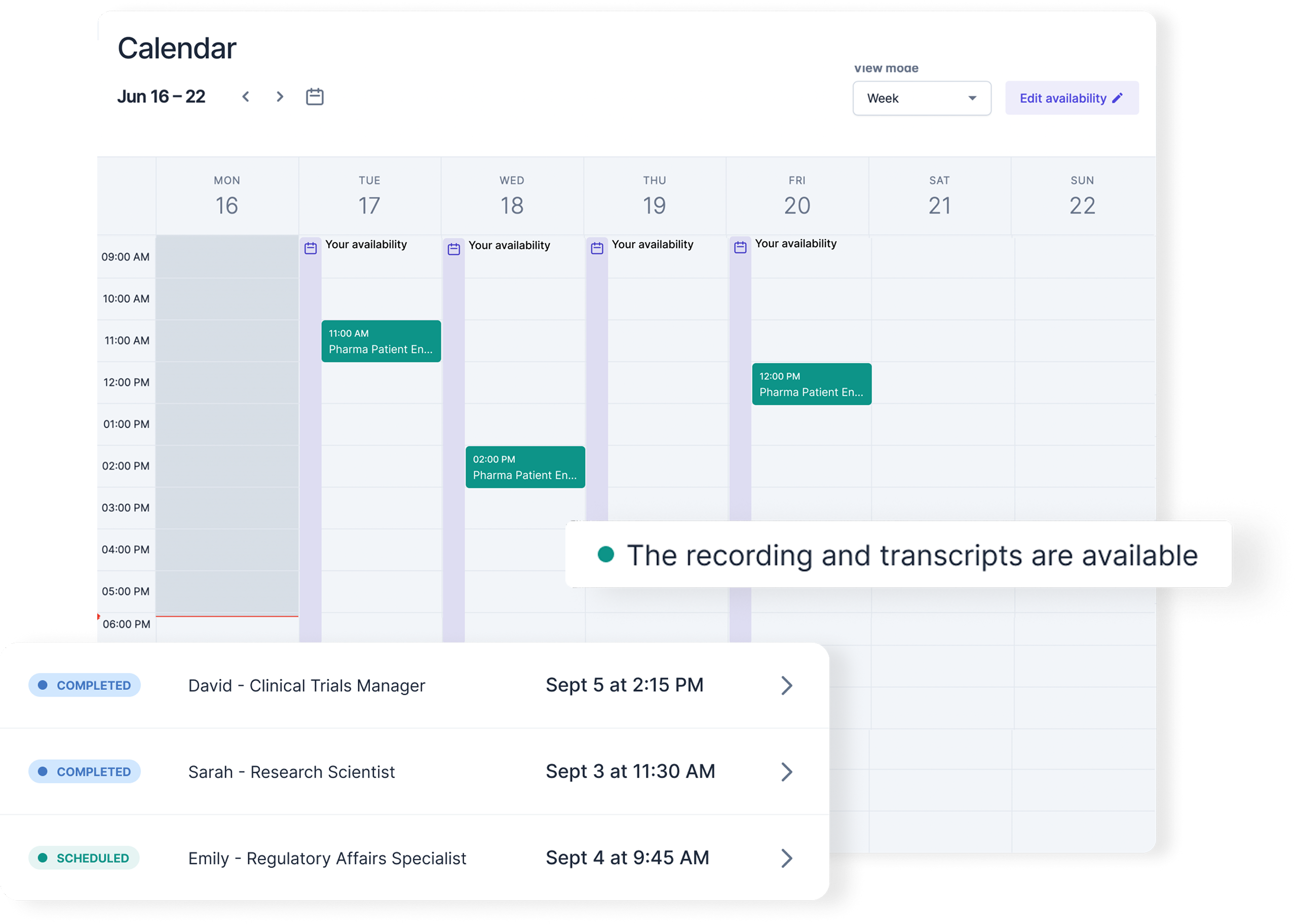 Calendar view